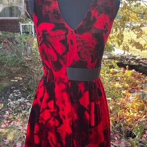 Rachel Roe Women’s Draped Fit and Flare ALine Dress Red Rose Holiday